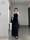 BASERANGE suspender skirt DRRTS-RB-SP24 black